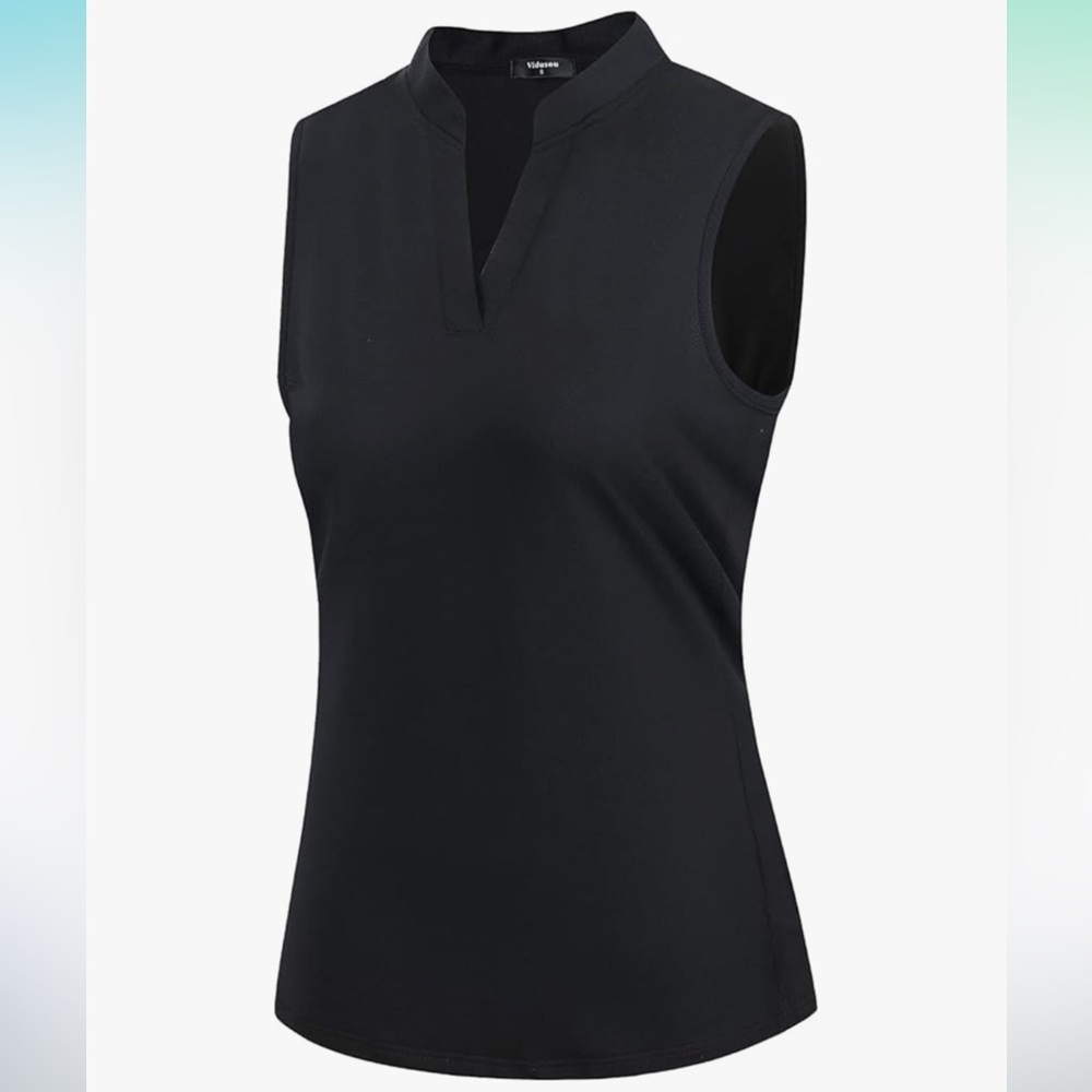 Black Sleeveless Women's Golf Tennis Polo - Medium